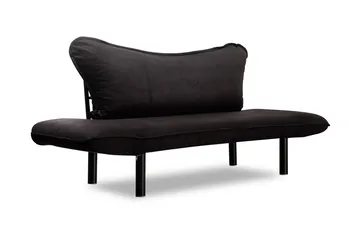 Annabelle 2-istuttava taittuva vuodesohva 66x182 cm samettia - Musta - Huonekalut - Sohva - Vuodesohva - 2 istuttava vuodesohva