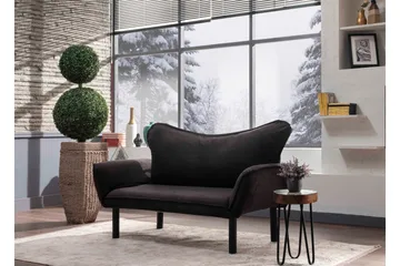 Annabelle 2-istuttava taittuva vuodesohva 66x182 cm samettia - Musta - Huonekalut - Sohva - Vuodesohva - 2 istuttava vuodesohva