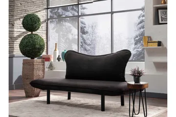 Annabelle 2-istuttava taittuva vuodesohva 66x182 cm samettia - Musta - Huonekalut - Sohva - Vuodesohva - 2 istuttava vuodesohva