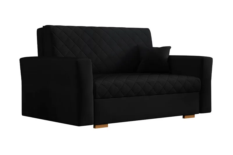 Bensbyn 2-istuttava vuodesohva 115x196 cm vuodettava ruutukuvio kangasta, Musta