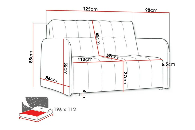 Denegal 2-sits Bäddsoffa Dark grey - Huonekalut - Sohva - Vuodesohva - 2 istuttava vuodesohva