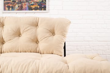 Jenica 2-istuttava taitettava vuodesohva kangasta metallijaloilla - Beige - Huonekalut - Sohva - Vuodesohva - 2 istuttava vuodesohva