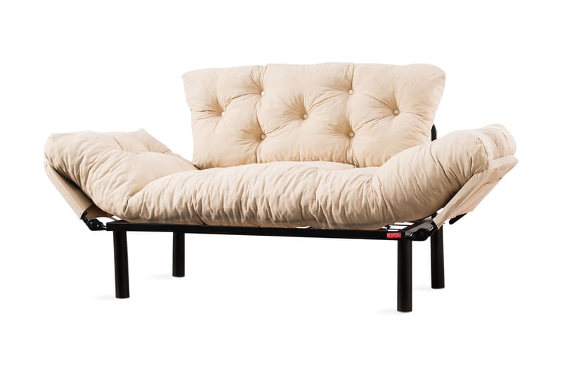 Jenica 2-istuttava taitettava vuodesohva kangasta metallijaloilla, Beige