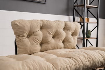 Jenica 2-istuttava taitettava vuodesohva kangasta metallijaloilla - Beige - Huonekalut - Sohva - Vuodesohva - 2 istuttava vuodesohva