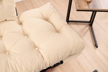 Jenica 2-istuttava taitettava vuodesohva kangasta metallijaloilla - Beige - Huonekalut - Sohva - Vuodesohva - 2 istuttava vuodesohva