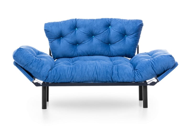Mezonzo 2-istuttava suorakaiteen muotoinen taittuva vuodesohva 70x190 cm kankaalla - Sininen - Huonekalut - Sohva - Vuodesohva - 2 istuttava vuodesohva