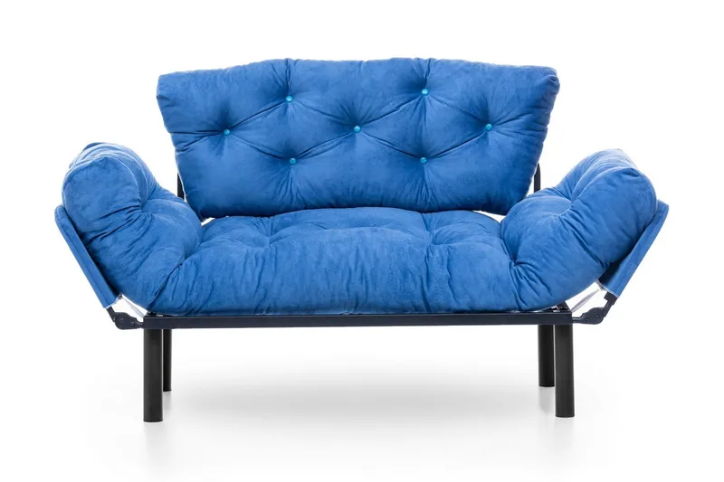 Mezonzo 2-istuttava suorakaiteen muotoinen taittuva vuodesohva 70x190 cm kankaalla - Sininen - Huonekalut - Sohva - Vuodesohva - 2 istuttava vuodesohva