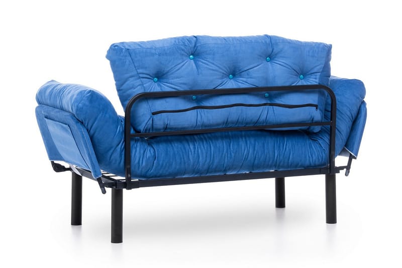 Mezonzo 2-istuttava suorakaiteen muotoinen taittuva vuodesohva 70x190 cm kankaalla - Sininen - Huonekalut - Sohva - Vuodesohva - 2 istuttava vuodesohva