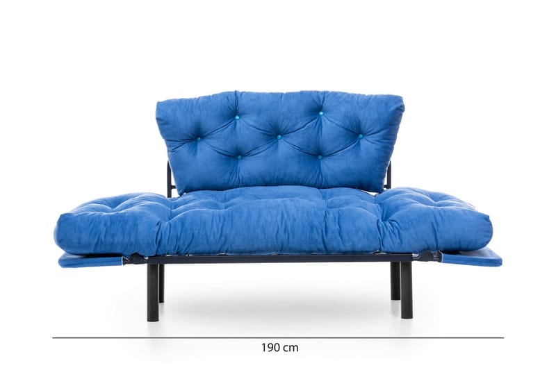 Mezonzo 2-istuttava suorakaiteen muotoinen taittuva vuodesohva 70x190 cm kankaalla - Sininen - Huonekalut - Sohva - Vuodesohva - 2 istuttava vuodesohva