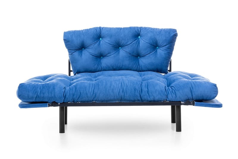 Mezonzo 2-istuttava suorakaiteen muotoinen taittuva vuodesohva 70x190 cm kankaalla - Sininen - Huonekalut - Sohva - Vuodesohva - 2 istuttava vuodesohva