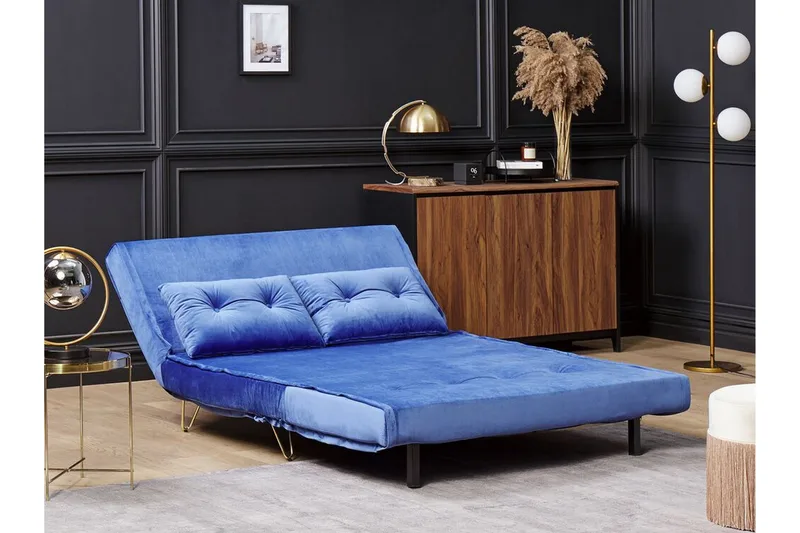 Sohva Vestfold 2:n ist Sametti Laivastonsininen - Sininen - Huonekalut - Sohva - Vuodesohva - 2 istuttava vuodesohva