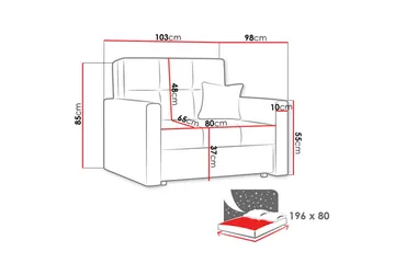 Viva Vuodesohva 103x100x85 cm - Musta - Huonekalut - Sohva - Vuodesohva - 2 istuttava vuodesohva