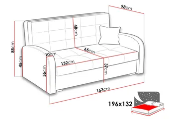 Viva Vuodesohva 153x98x85 cm - Huonekalut - Sohva - Vuodesohva - 2 istuttava vuodesohva