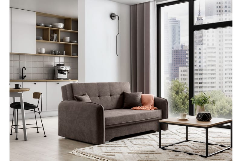 Vuodesohva Bandana säilytyksellä 2:n ist - Tummanruskea - Huonekalut - Sohva - Vuodesohva - 2 istuttava vuodesohva