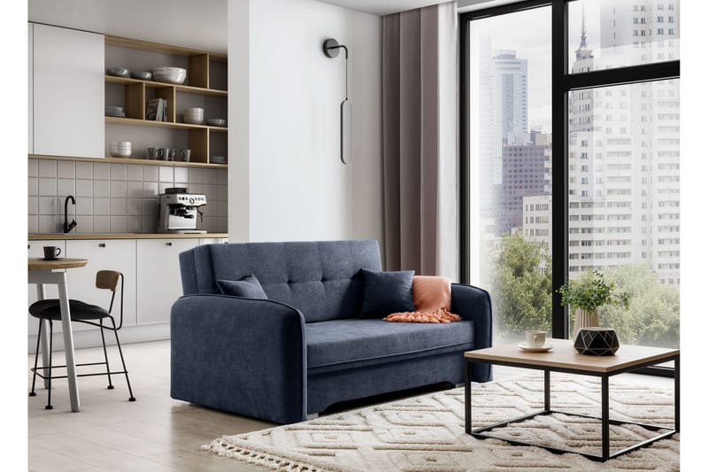 Vuodesohva Bandana säilytyksellä 2:n ist - Tummansininen - Huonekalut - Sohva - Vuodesohva - 2 istuttava vuodesohva