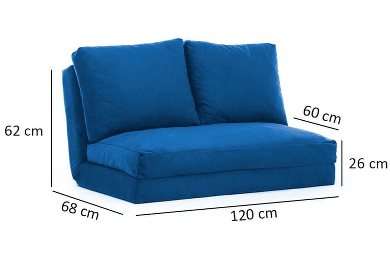 Vuodesohva Florentine 2:n ist 120x185 - Sininen - Huonekalut - Sohva - Vuodesohva - 2 istuttava vuodesohva
