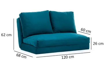 Vuodesohva Florentine 2:n ist 120x185 - Turkoosi - Huonekalut - Sohva - Vuodesohva - 2 istuttava vuodesohva