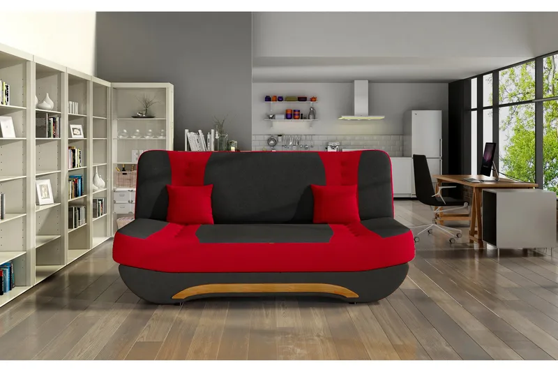 Vuodesohva Mahalil - Musta/Punainen - Huonekalut - Sohva - Vuodesohva - 2 istuttava vuodesohva