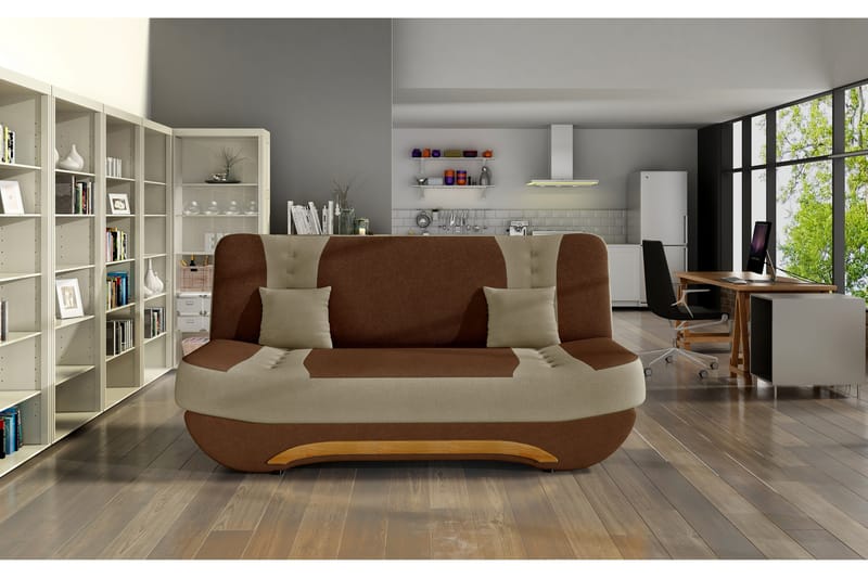Vuodesohva Mahalil - Ruskea/Beige - Huonekalut - Sohva - Vuodesohva - 2 istuttava vuodesohva