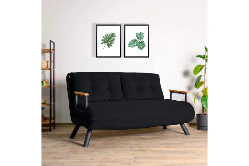 Vuodesohva Riceville 2:n ist 175x133 cm - Musta - Huonekalut - Sohva - Vuodesohva - 2 istuttava vuodesohva