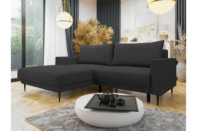 2:n ist Kulmasohva Graystone - Tummanharmaa - Huonekalut - Sohva - Vuodesohva