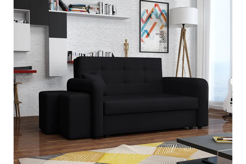 2:n ist Vuodesohva Canehan Vasen - Sametti/Musta - Huonekalut - Sohva - Vuodesohva