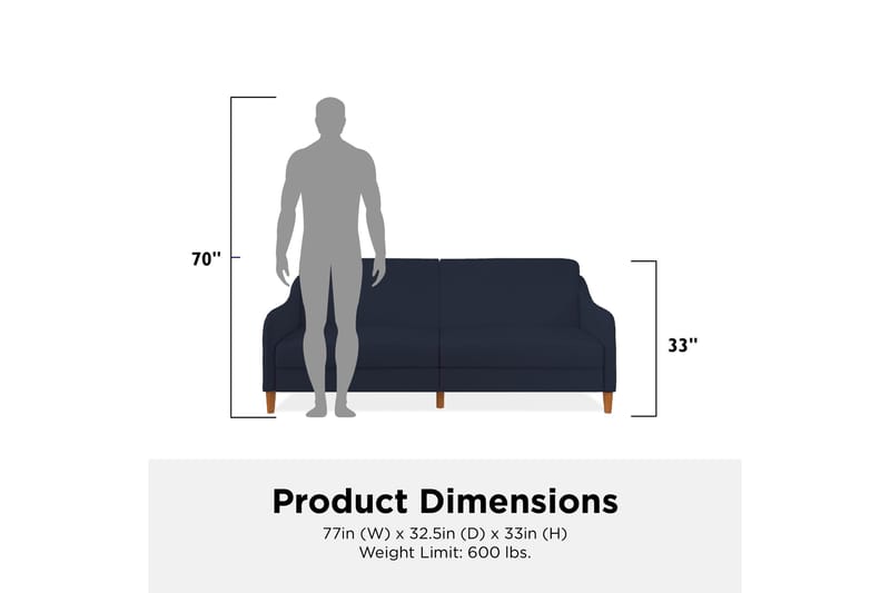 2:n ist Vuodesohva Jasper Laivastonsininen - Dorel Home - Huonekalut - Sohva - Vuodesohva