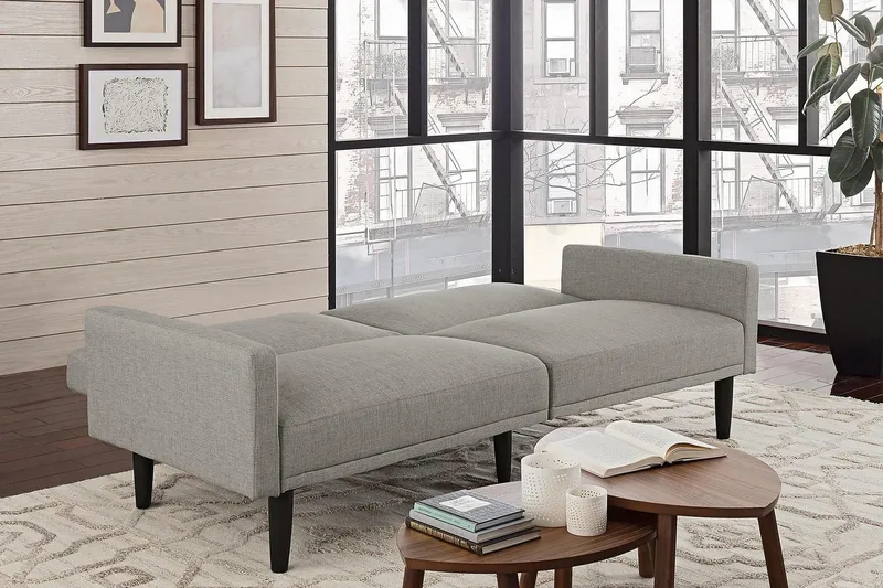 2:n ist Vuodesohva Room Essential Vaalea pellavanharmaa - Dorel Home - Huonekalut - Sohva - Vuodesohva - 2 istuttava vuodesohva