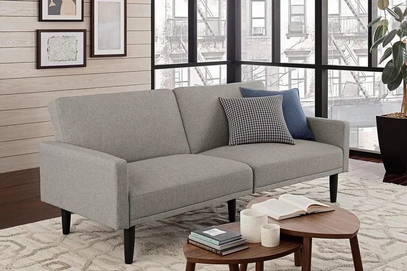 2:n ist Vuodesohva Room Essential Vaalea pellavanharmaa - Dorel Home - Huonekalut - Sohva - Vuodesohva - 2 istuttava vuodesohva