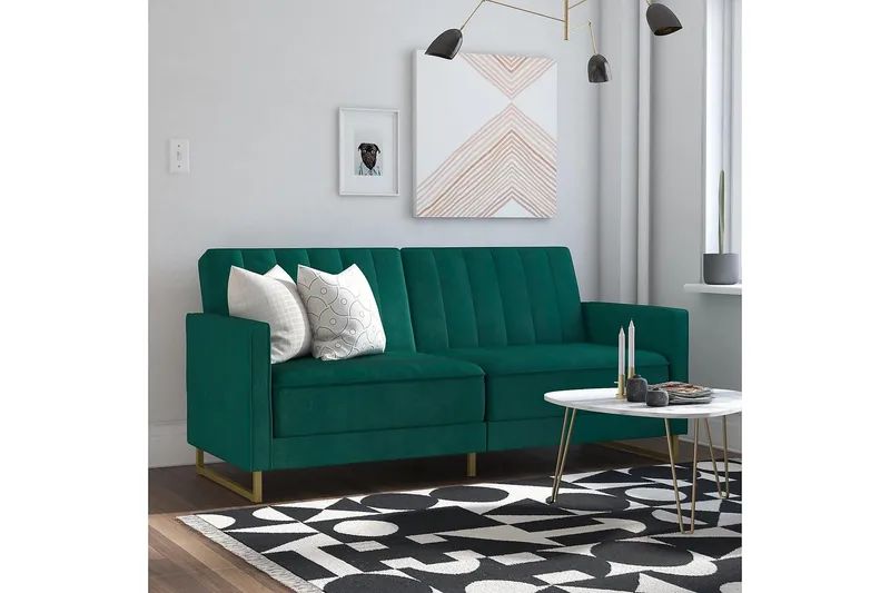 2:n ist Vuodesohva Skylar Säädettävä Sametti/Vihreä/Messinki - Novogratz - Huonekalut - Sohva - Vuodesohva