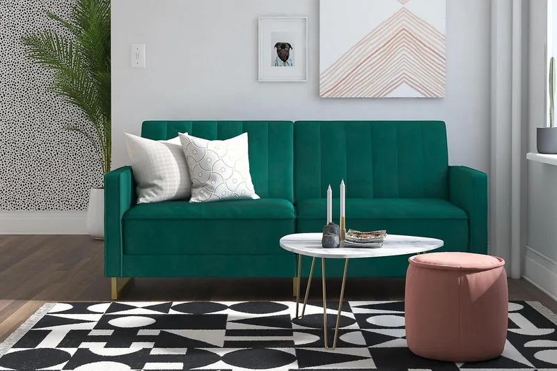 2:n ist Vuodesohva Skylar Säädettävä Sametti/Vihreä/Messinki - Novogratz - Huonekalut - Sohva - Vuodesohva