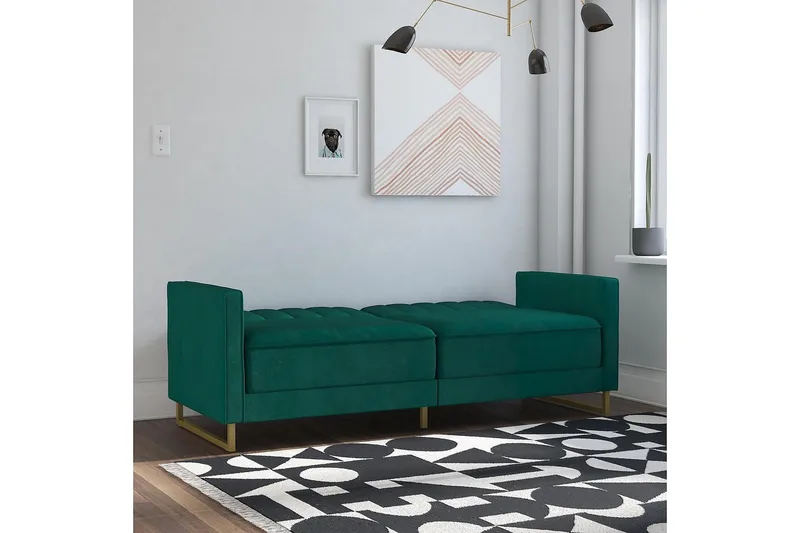 2:n ist Vuodesohva Skylar Säädettävä Sametti/Vihreä/Messinki - Novogratz - Huonekalut - Sohva - Vuodesohva