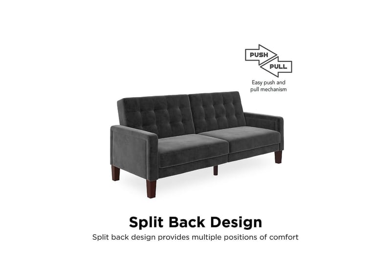 2:n ist Vuodesohva Porter Sametti/Harmaa - Dorel Home - Huonekalut - Sohva - Vuodesohva - 2 istuttava vuodesohva