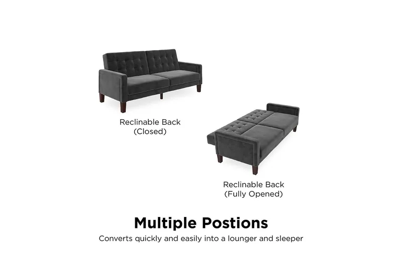 2:n ist Vuodesohva Porter Sametti/Harmaa - Dorel Home - Huonekalut - Sohva - Vuodesohva - 2 istuttava vuodesohva