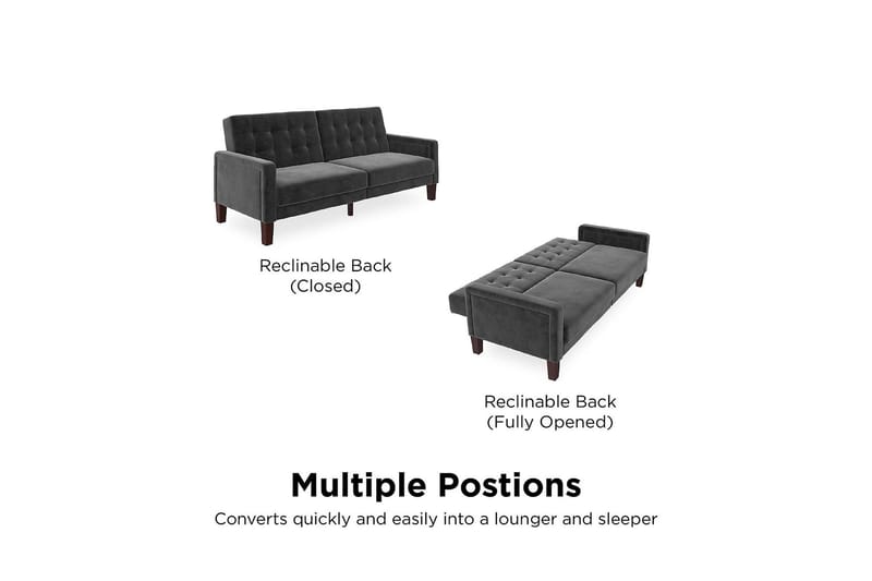 2:n ist Vuodesohva Porter Sametti/Harmaa - Dorel Home - Huonekalut - Sohva - Vuodesohva - 2 istuttava vuodesohva