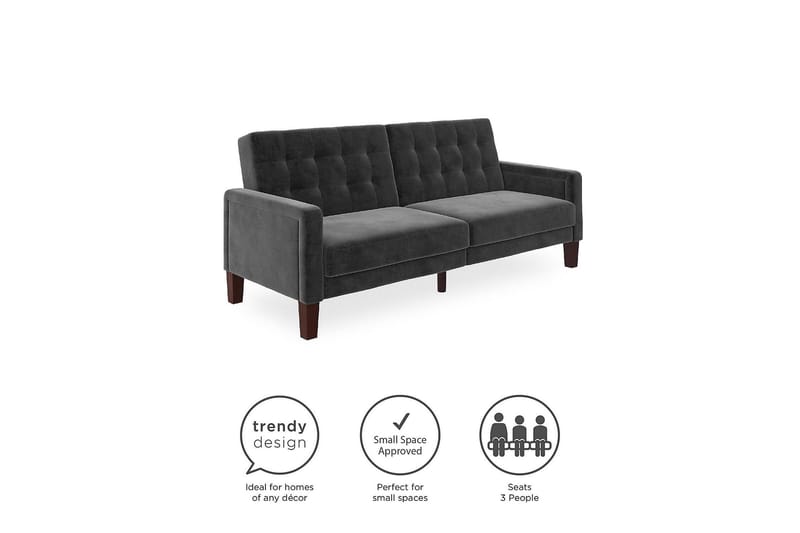 2:n ist Vuodesohva Porter Sametti/Harmaa - Dorel Home - Huonekalut - Sohva - Vuodesohva - 2 istuttava vuodesohva