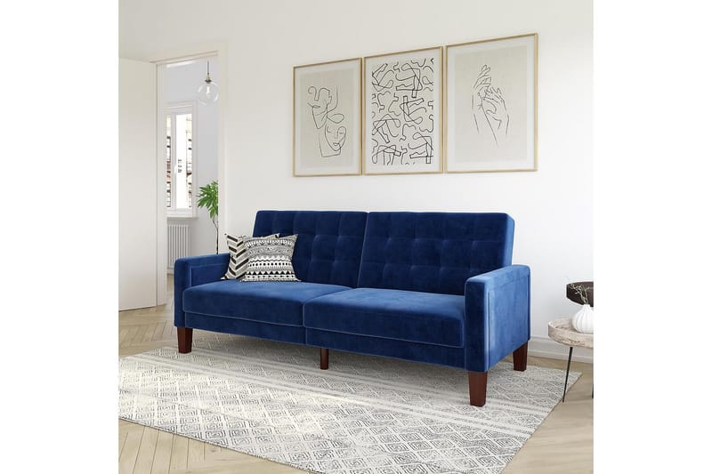 2:n ist Vuodesohva Porter Sametti/Sininen - Dorel Home - Huonekalut - Sohva - Vuodesohva - 2 istuttava vuodesohva