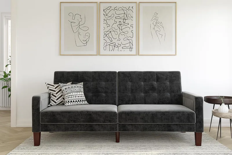 2:n ist Vuodesohva Porter Sametti/Harmaa - Dorel Home - Huonekalut - Sohva - Vuodesohva - 2 istuttava vuodesohva