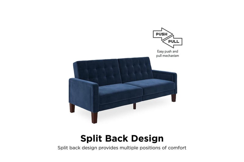 2:n ist Vuodesohva Porter Sametti/Sininen - Dorel Home - Huonekalut - Sohva - Vuodesohva - 2 istuttava vuodesohva