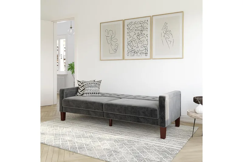 2:n ist Vuodesohva Porter Sametti/Harmaa - Dorel Home - Huonekalut - Sohva - Vuodesohva - 2 istuttava vuodesohva