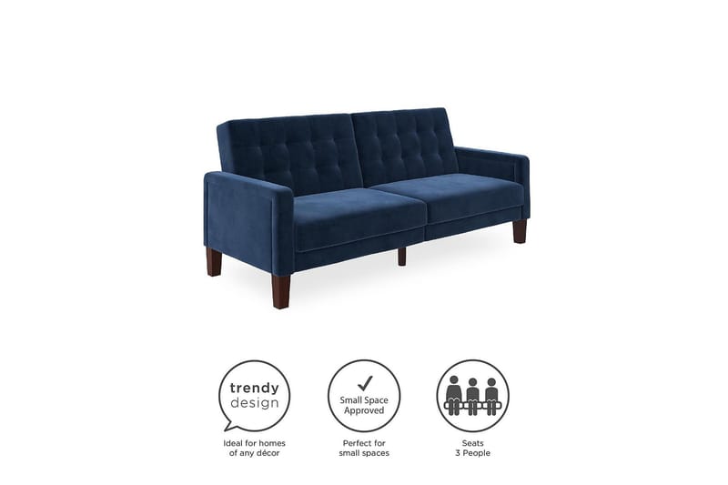 2:n ist Vuodesohva Porter Sametti/Sininen - Dorel Home - Huonekalut - Sohva - Vuodesohva - 2 istuttava vuodesohva