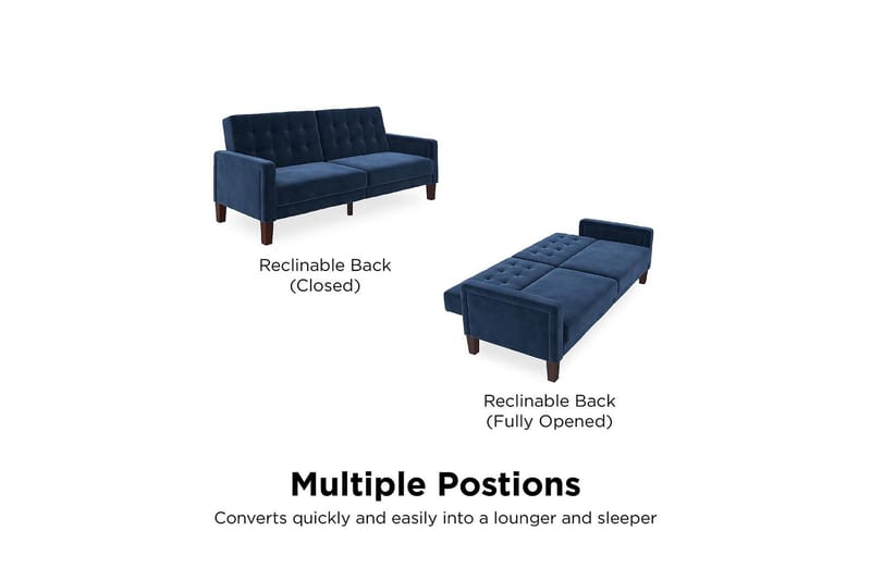 2:n ist Vuodesohva Porter Sametti/Sininen - Dorel Home - Huonekalut - Sohva - Vuodesohva - 2 istuttava vuodesohva