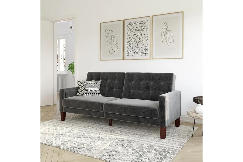 2:n ist Vuodesohva Porter Sametti/Harmaa - Dorel Home - Huonekalut - Sohva - Vuodesohva - 2 istuttava vuodesohva