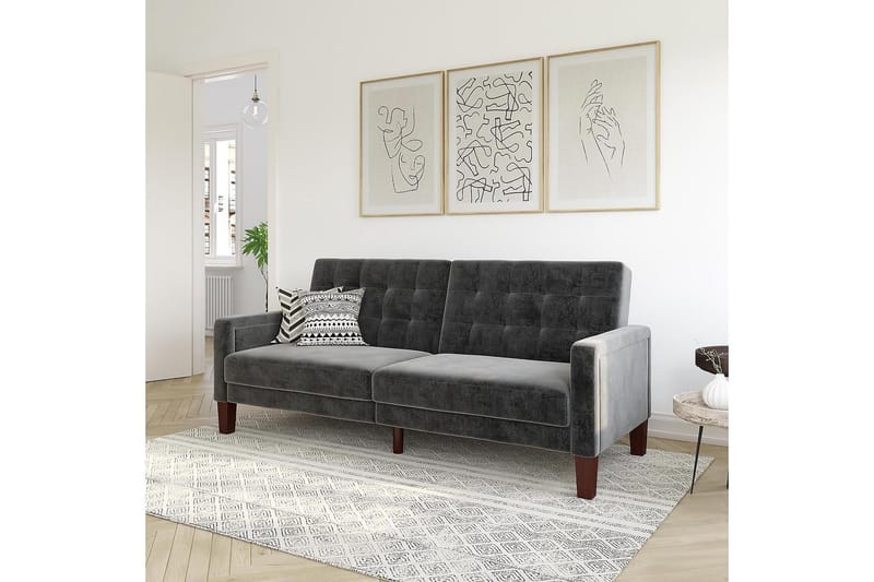 2:n ist Vuodesohva Porter Sametti/Harmaa - Dorel Home - Huonekalut - Sohva - Vuodesohva - 2 istuttava vuodesohva