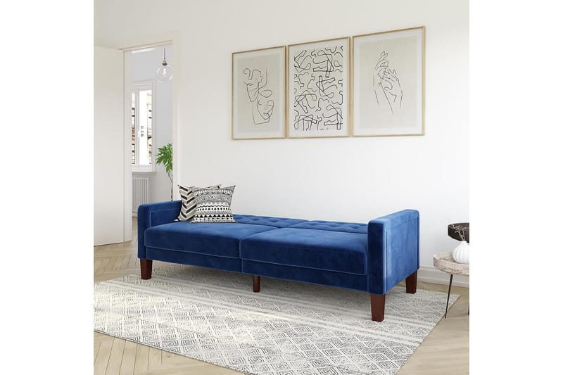 2:n ist Vuodesohva Porter Sametti/Sininen - Dorel Home - Huonekalut - Sohva - Vuodesohva - 2 istuttava vuodesohva