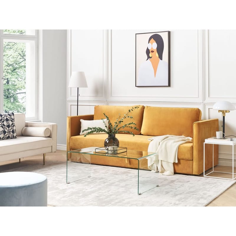 3-istuttava sohva Eksjo - Keltainen - Huonekalut - Sohva - Vuodesohva - 3 istuttava vuodesohva