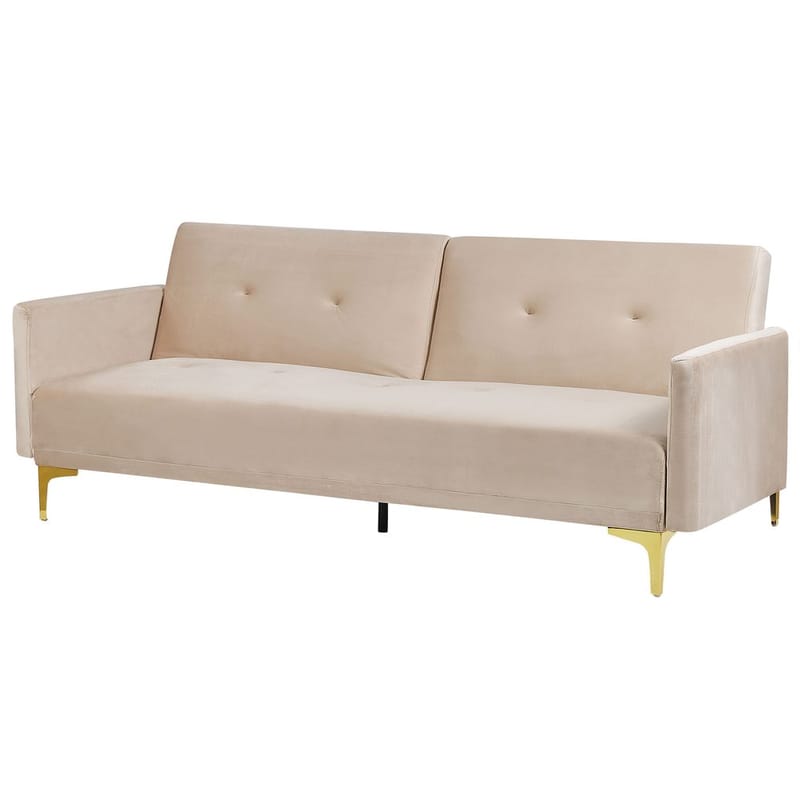 3-istuttava sohva Lucan - Beige, kulta - Huonekalut - Sohva - Vuodesohva - 3 istuttava vuodesohva