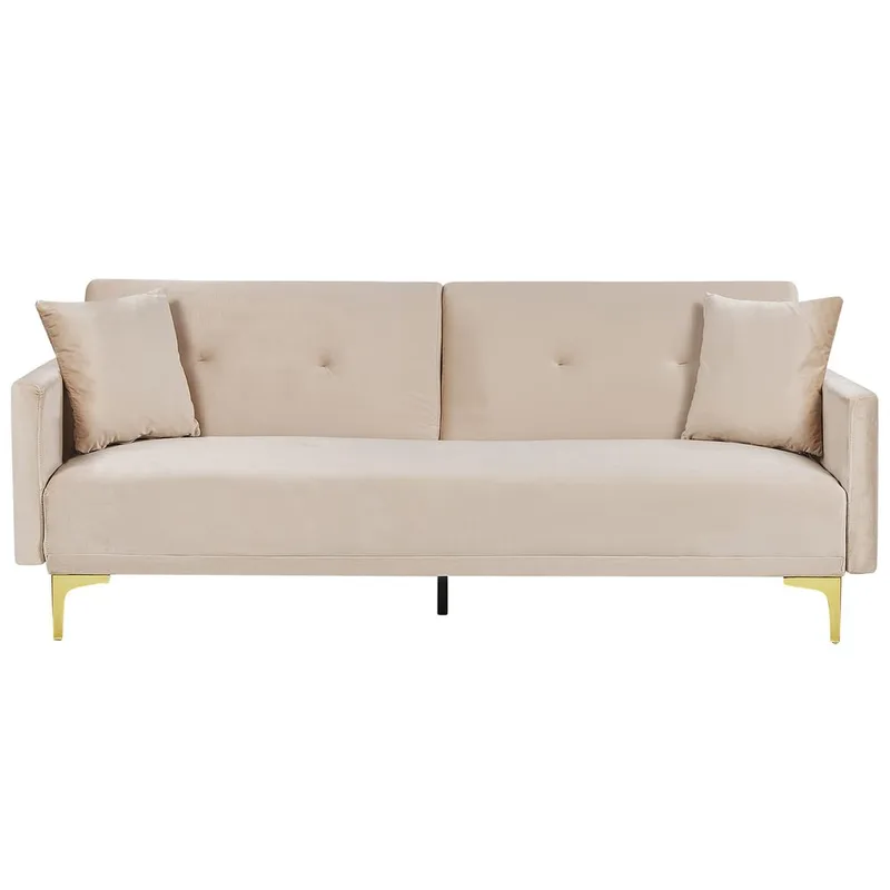3-istuttava sohva Lucan - Beige, kulta - Huonekalut - Sohva - Vuodesohva - 3 istuttava vuodesohva