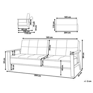 3-istuttava sohva Tjorn - Harmaa, Vaalea puu - Huonekalut - Sohva - Vuodesohva - Futon - Futon sohva