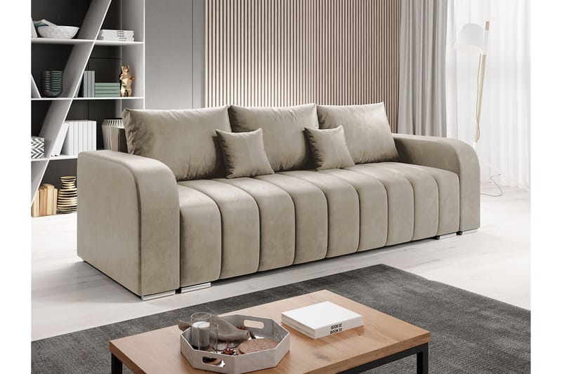 3:n ist sohva Zulueta - Beige - Huonekalut - Sohva - Vuodesohva - 3 istuttava vuodesohva